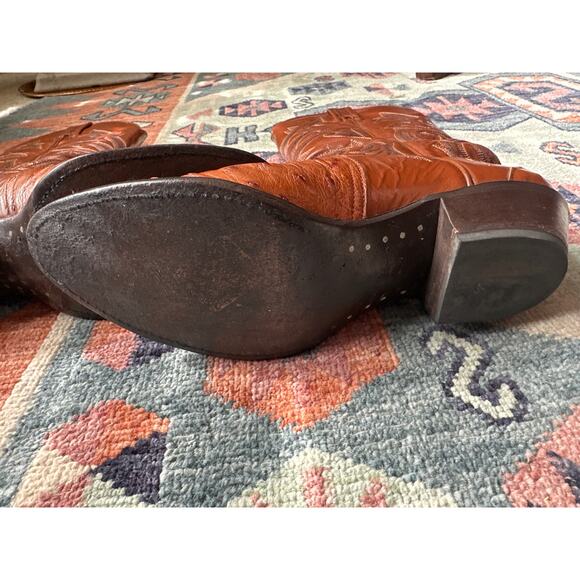 Tony Lama Full Quill Ostrich Cowboy Boots R12903L – Brown – Men’s 7 – Western - Picture 6 of 9